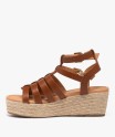 Sandales femme à talon compensé en corde avec multi-brides montantes